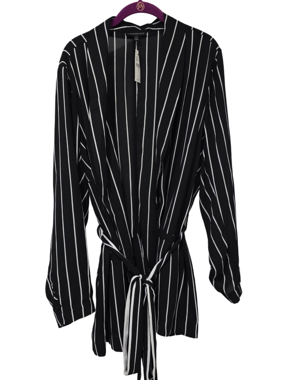 Lane Bryant Women's Blazer in Black and White Stripes With Tie Waist NWT